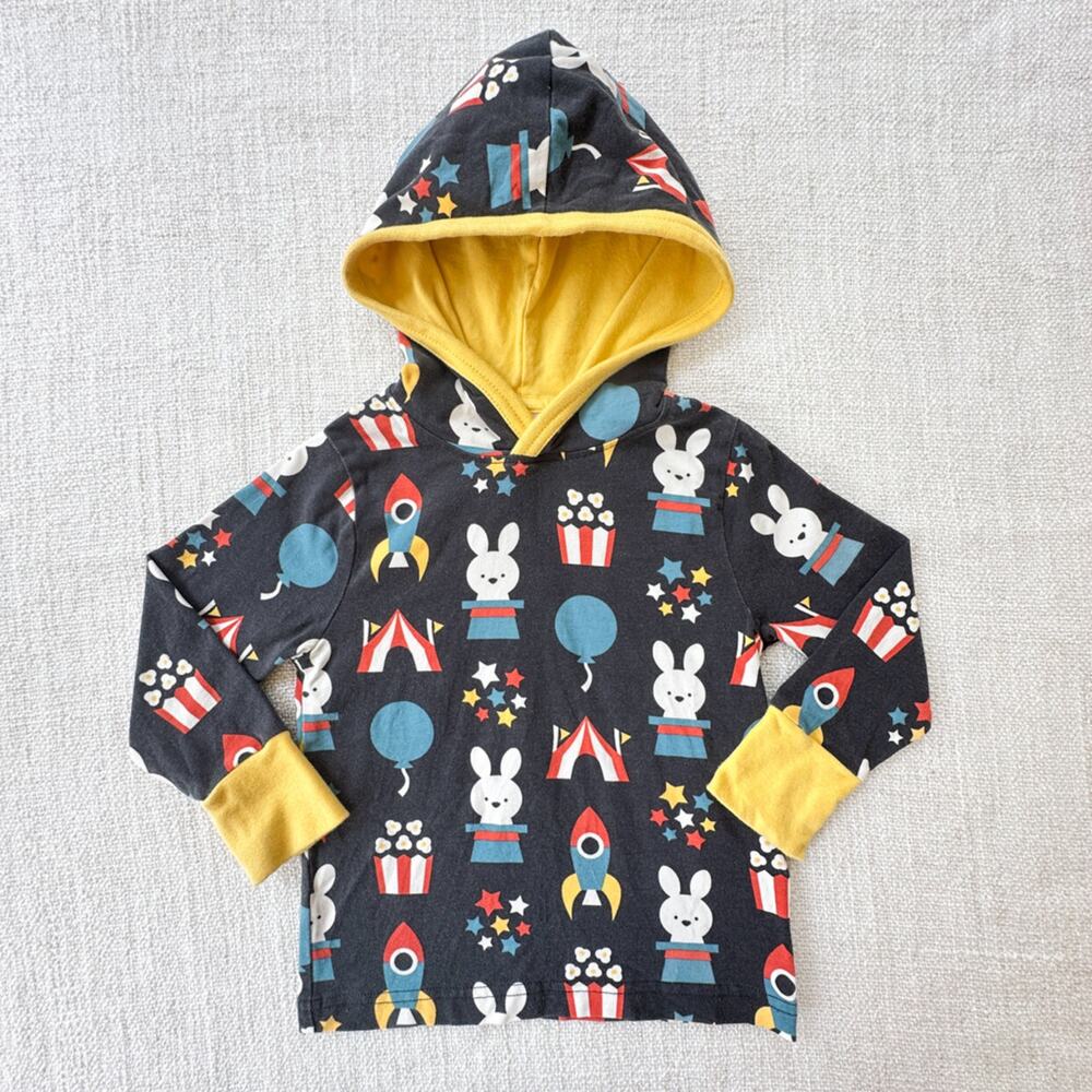 Maxomorra Circus Print Hooded Tee VGUC 18-24mo